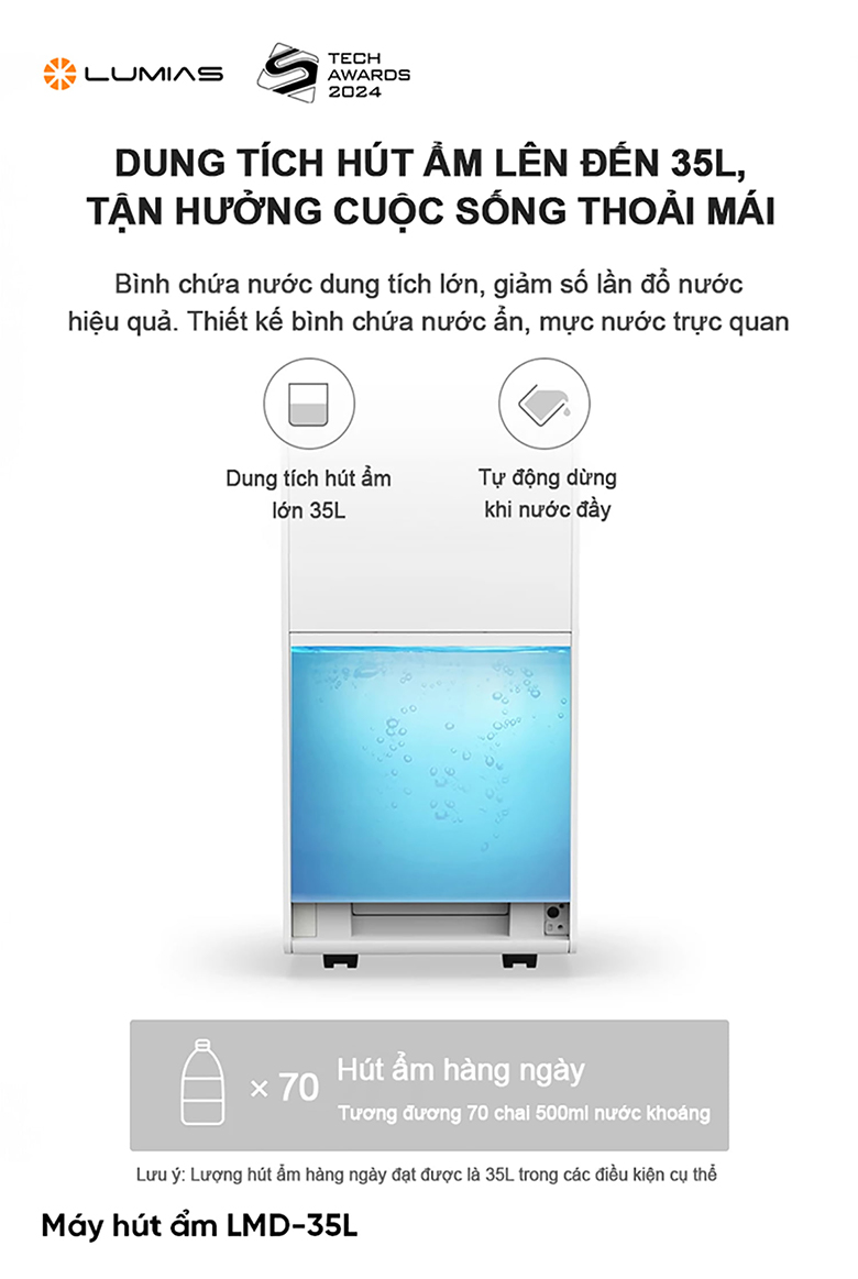 Máy hút ẩm Lumias LMD-35L - Công suất hút 35 lít/ngày
