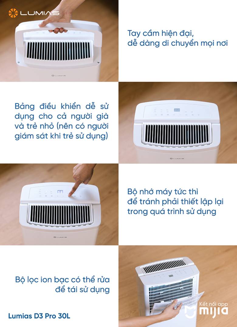  Máy hút ẩm 30L LUMIAS D3 PRO dễ dàng sử dụng