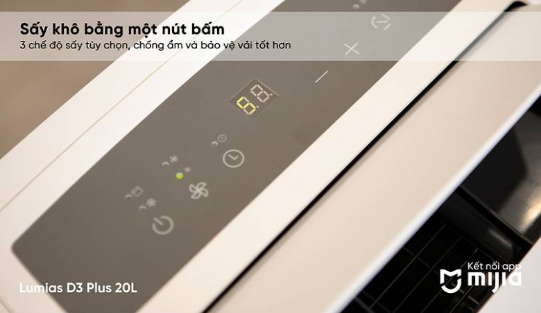 Mành hình đèn LED -  Máy hút ẩm 20L LUMIAS D3 PLUS đơn giản dễ