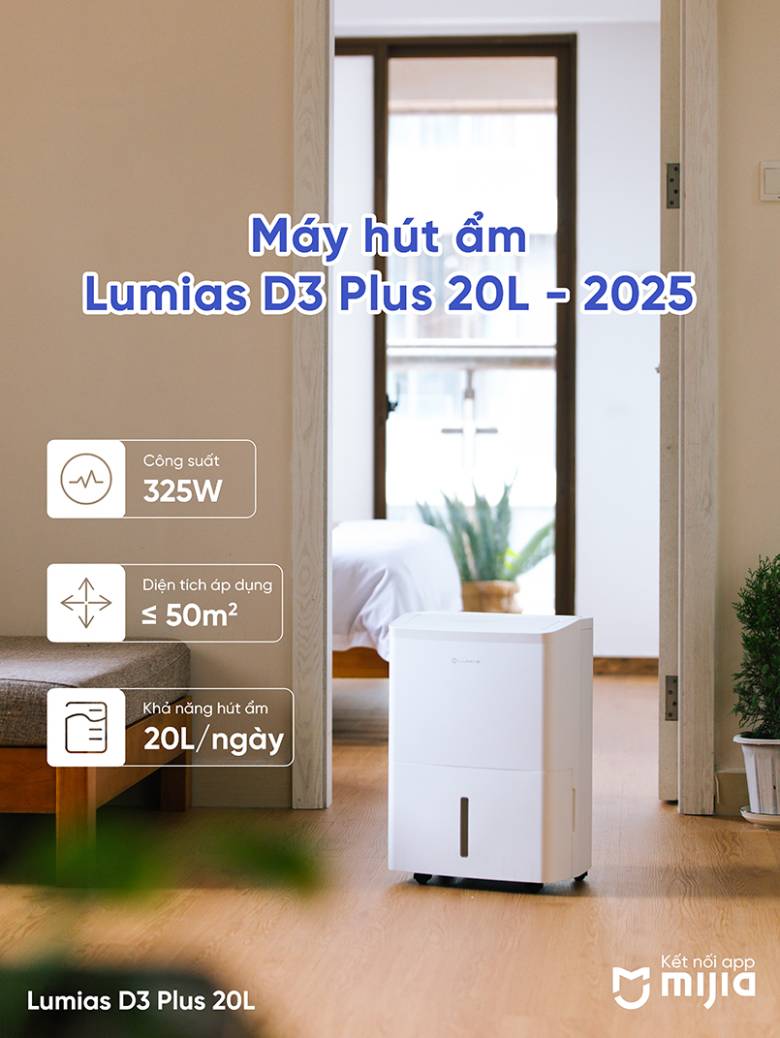 Máy hút ẩm LUMIAS 20L D3 PLUS với những đặc điểm nổi bật
