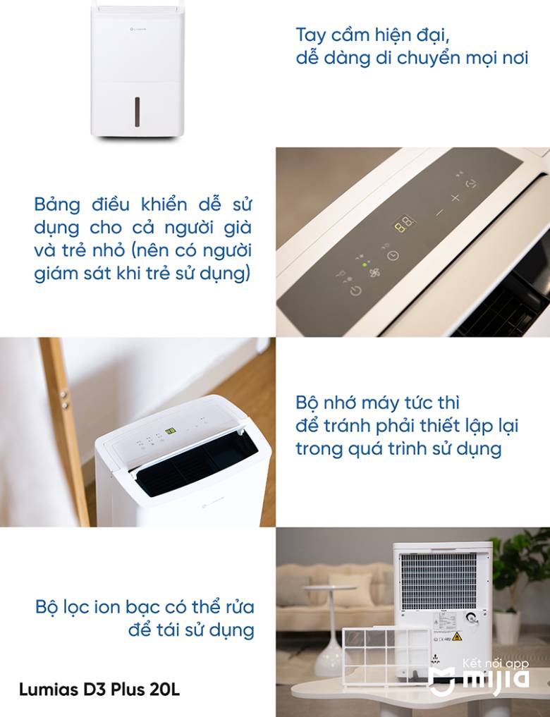  Máy hút ẩm 20L LUMIAS D3 PLUS - Sử dụng dễ dàng tiện kiệm điện năng