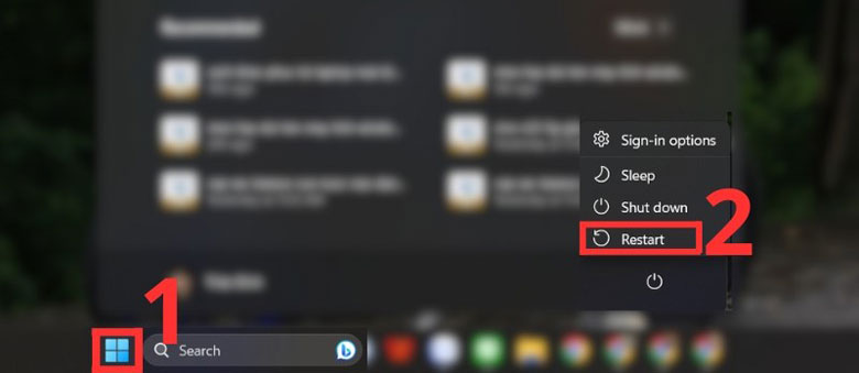 Laptop không hiện Wifi Win 11 khởi động lại máy