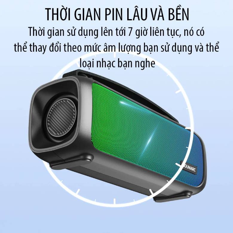 Dung lượng pin cao - Loa kháng nước IPX4 SOUNARC P3 Portable Speaker - Blue