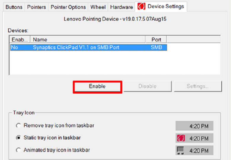 Chuột cảm ứng laptop Asus bị đơ do kích hoạt Touchpad ở trong Mouse Properties