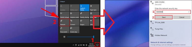 Mở Wifi laptop Dell, dùng Center
