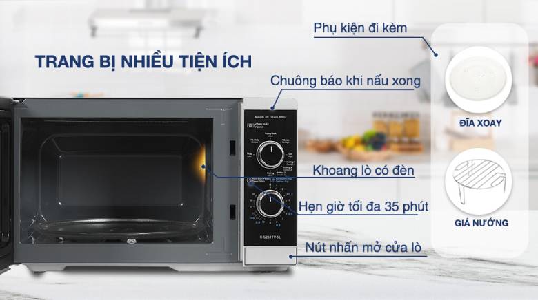 bảng điều khiển dễ dùng - Lò vi sóng có nướng 21 lít Sharp R-G211TV-SL