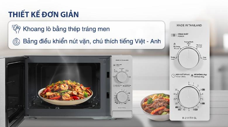 Lò vi sóng 21 lít Sharp R-211TV-SL bảng điều khiển đơn giản
