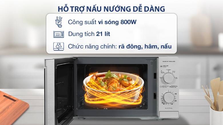 Công suất mạnh mẽ - Lò vi sóng 21 lít Sharp R-211TV-SL