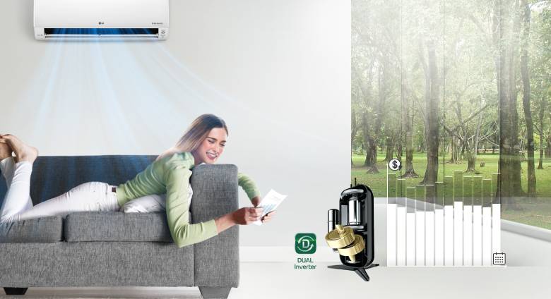 Điều hòa LG 1 chiều Inverter 9.200 BTU V10APFP tiết kiệm điện