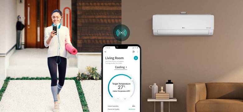 Điều hòa LG 1 chiều Inverter 9.200 BTU V10APFP điều khiển qua điện thoại