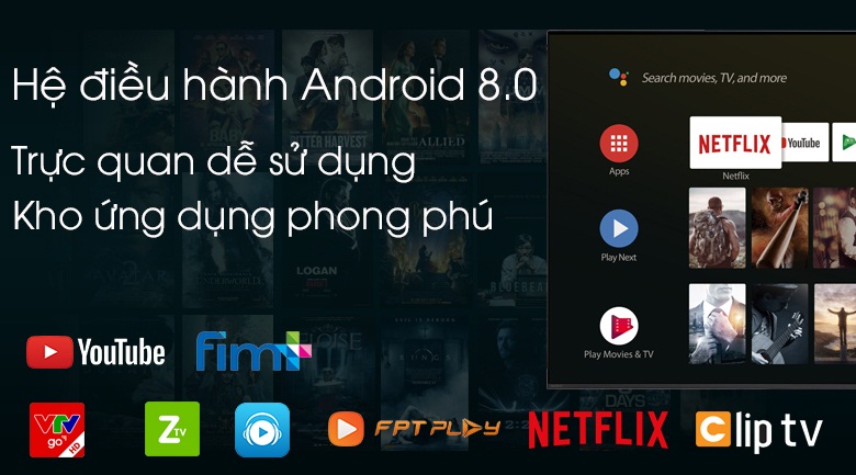 Tivi Sony 55A9F với hệ điều hành Android 8.0 dễ sử dụng
