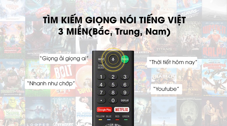 tivi Sony OLED 55A9F hỗ trợ tìm kiếm thông tin bằng giọng nói 3 miền