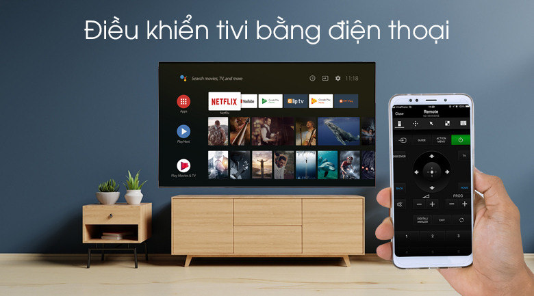 Điều khiển tivi Sony KD-55A9F bằng điện thoại 