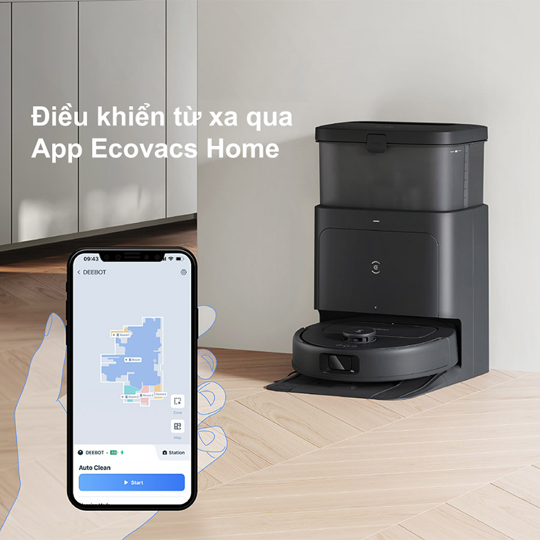 Robot hút bụi thông minh ECOVACS N30 PRO OMNI(màu trắng) - Điều khiển từ xa qua ứng dụng ECOVACS Home