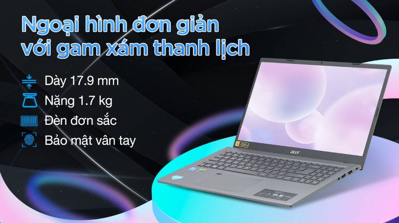  Laptop Acer Gaming Aspire 5 A515 58GM 53PZ thiết kế thời trang