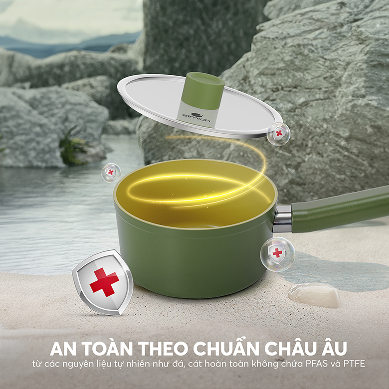 Quánh Elmich Olive Classic EL- 5534OV16 16cm - Lớp phủ chống dính Ceramic an toàn