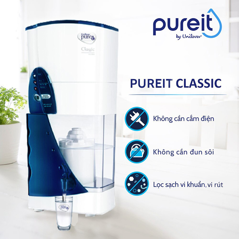 Máy lọc nước không dùng điện loại nào tốt? Máy lọc nước Unilever Pureit Classic Không dùng điện