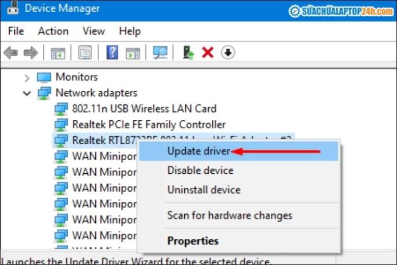 update drive wifi khắc phục laptop Asus bị mất Driver Wifi