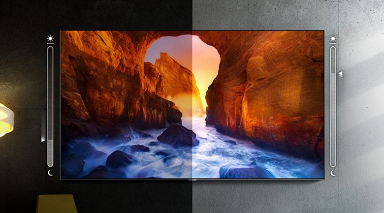 Bộ xử lý Quantum 4K phân độ sáng ảnh phù hợp khi xem dụng trong mọi môi trường Smart Tivi QLED Samsung 4K 43 inch QA43Q65R