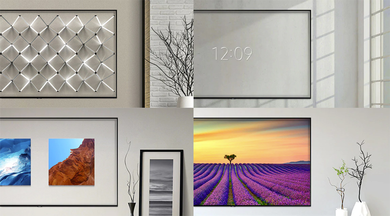Chế độ nền Ambient Mode Tivi QLED Samsung QA43Q65RAKXXV không còn nhìn thấy màn hình đen nhàm chán làm tăng vẻ đẹp cho căn phòng