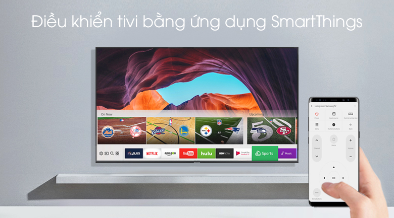 Sự kết nối khá thông minh từ điện thoại với Tivi 49RU8000  bằng ứng dụng SmartThing