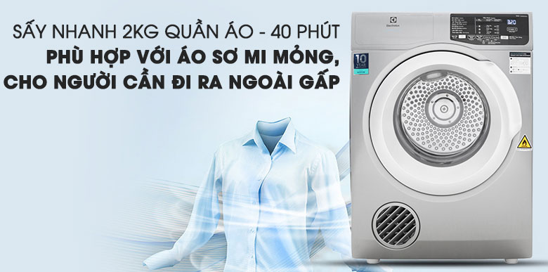Thời gian sấy của máy sấy Electrolux - sấy nhanh 40 phút
