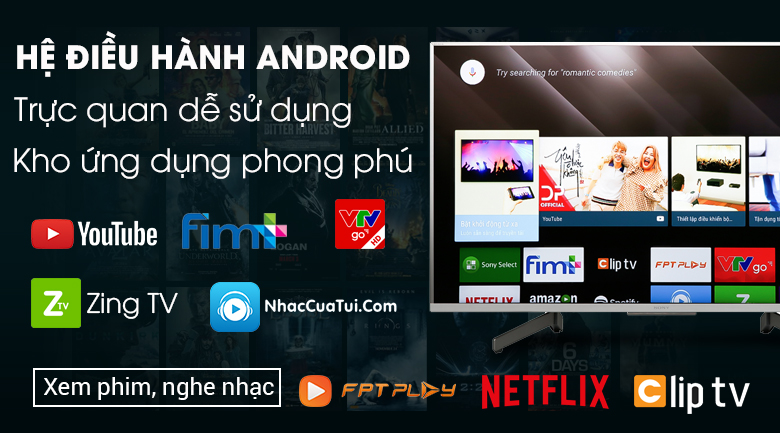 Tivi Sony 49X8500G với hệ điều hành Android phong phú, dễ dàng sử dụng