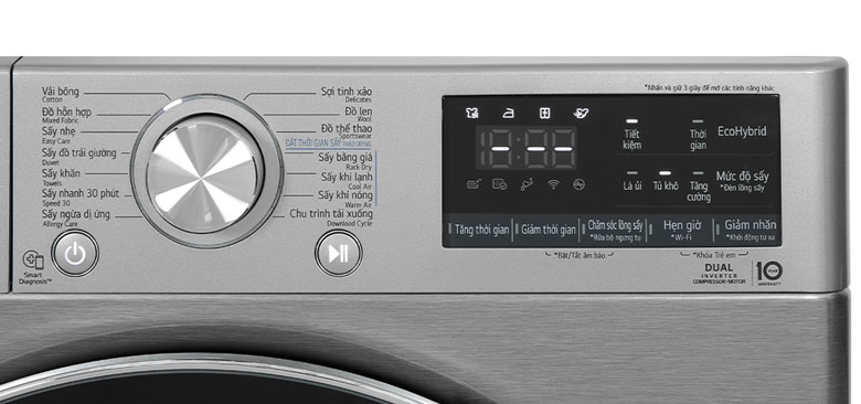 Hướng dẫn sử dụng máy sấy LG - Thao tác bảng điều khiển và theo dõi màn hình hiển thị