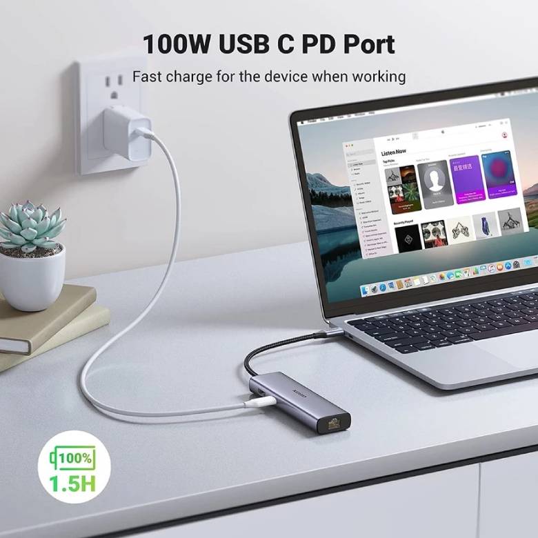  Cổng Ugreen chuyển đổi USB C Hub 7 in 1 CM512-90568 hỗ trợ sạc lên đến 100W