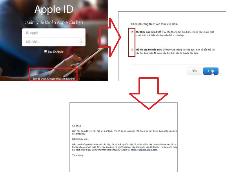 Cách lấy lại mật khẩu iCloud? bằng gmail