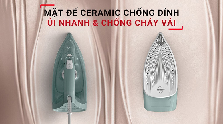 Bàn là hơi nước Tefal Power FV2C50E1 - Mặt đế làm bằng Ceramic cao cấp