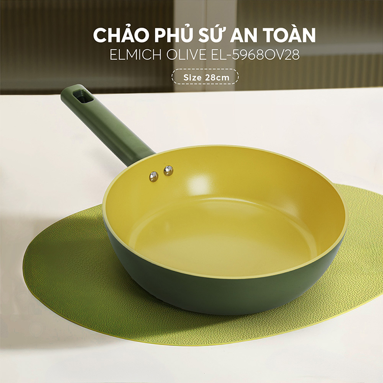 Chảo phủ sứ an toàn Elmich Olive EL-5968OV24 size 24cm