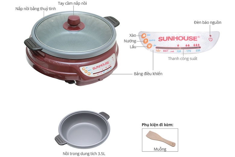 Hướng dẫn sử dụng nồi lẩu điện - Cấu tạo cơ bản của nồi