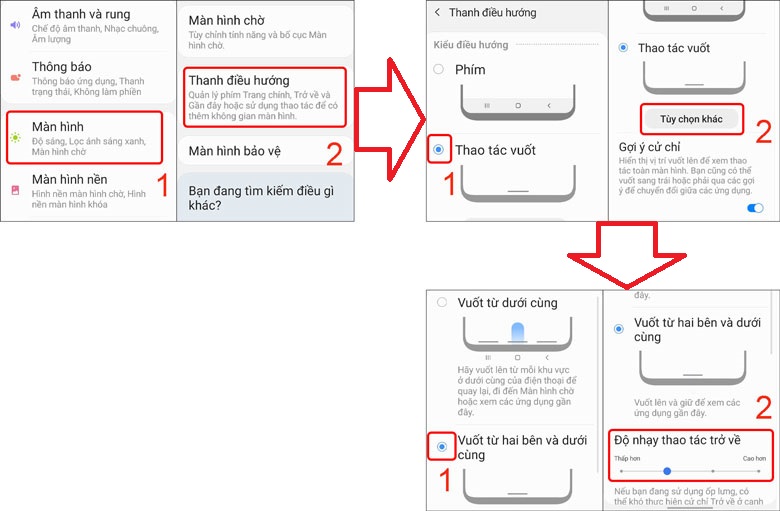 Cài đặt vuốt màn hình Samsung đơn giản, hấp dẫn