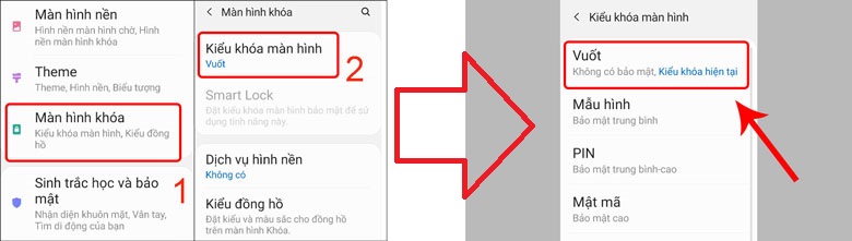 Cách cài đặt vuốt màn hình Samsung, để khoá màn hình