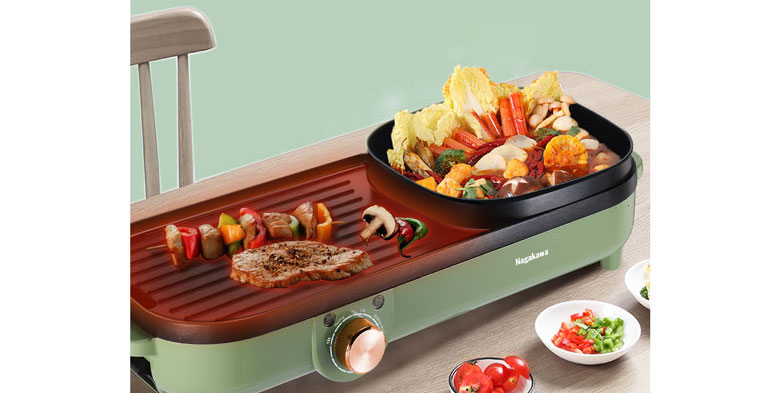 Nồi lẩu điện có nướng được không - Nồi lẩu nướng điện kết hợp