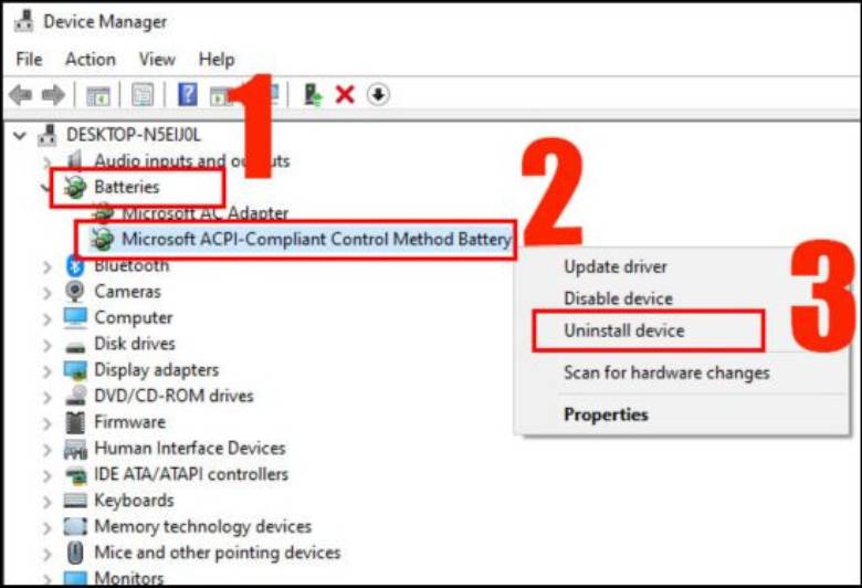 laptop dell báo sạc nhưng không vào pin -bước 2
