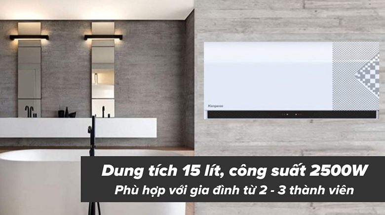 Công suất bình nóng lạnh 15L là 2500W