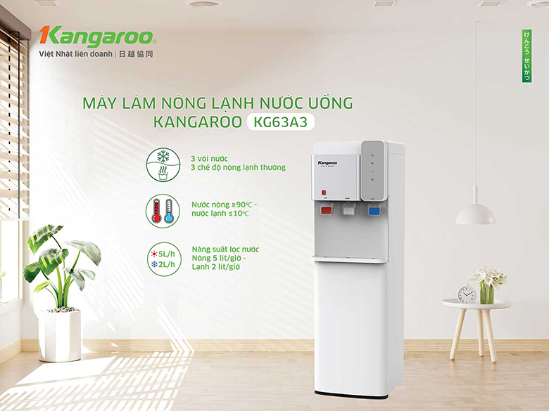 Cây nước nóng lạnh Kangaroo bình hút KG63A3