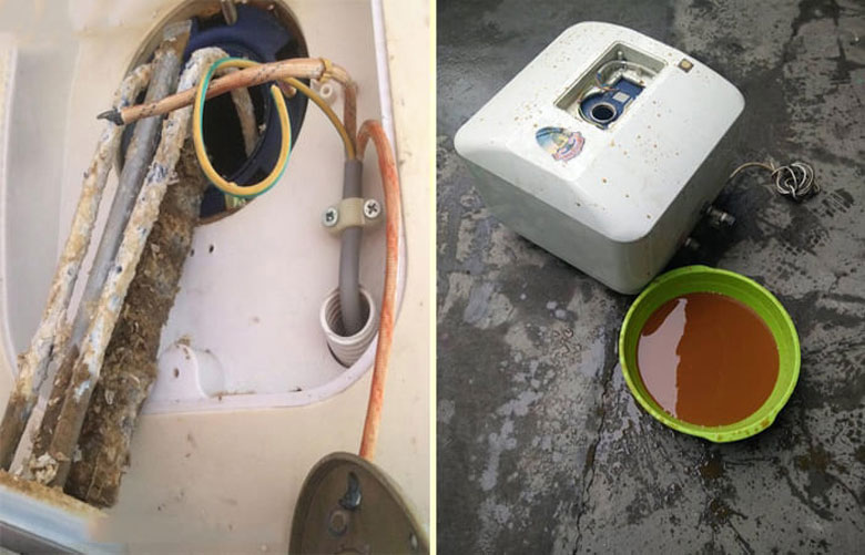 Bình nóng lạnh nhanh nguội, do cặn bẩn trong bình