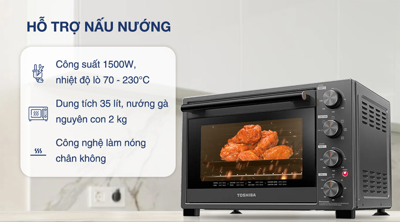 Lò nướng Toshiba 35 lít TL-MC35Z - Công suất lớn, nấu chín nhanh