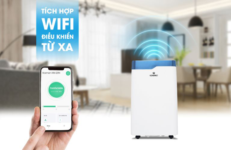 Máy hút ẩm dân dụng Kosmen KM-20N - Điều khiển từ xa tiện lợi qua App