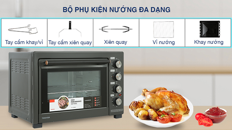 Lò nướng Toshiba 40 lít TL-MC40EZF(GR) - Nhiều phụ kiện đi kèm