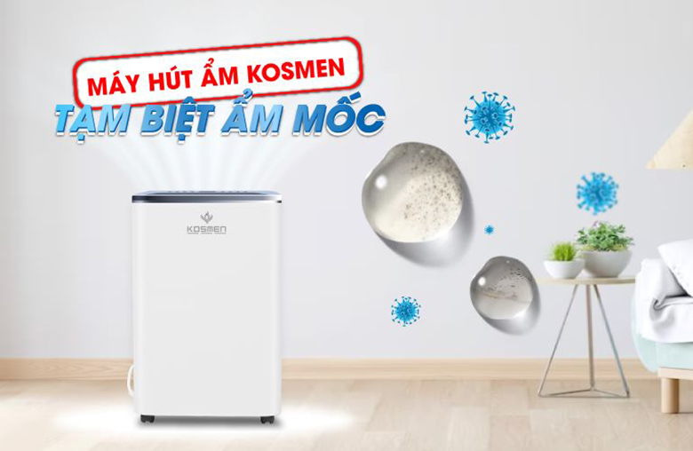 Máy hút ẩm dân dụng Kosmen KM-12N - Bộ lọc than hoạt tính loại bỏ 90% bụi bẩn, vi khuẩn