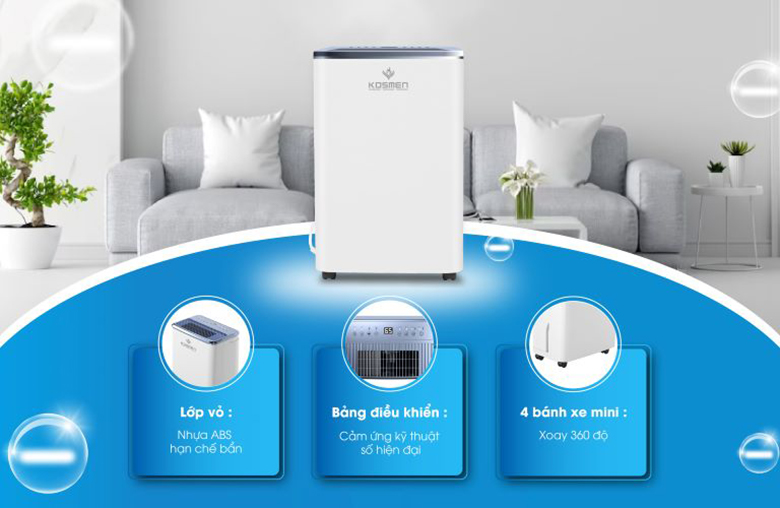 Máy hút ẩm dân dụng Kosmen KM-12N - Thiết kế nhỏ gọn, phù hợp với nhiều không gian
