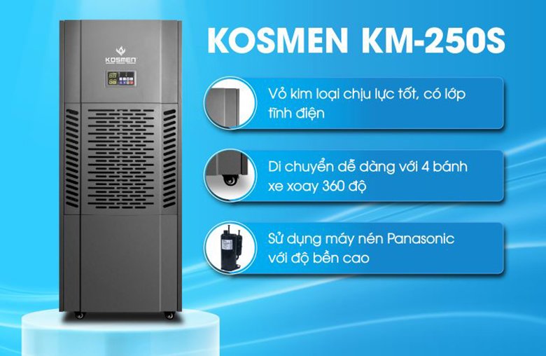 Máy hút ẩm công nghiệp Kosmen KM-250S - Thiết kế hiện đại, bền bỉ