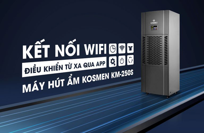 Máy hút ẩm công nghiệp Kosmen KM-250S - Điều khiển tiện lợi từ xa thông qua App