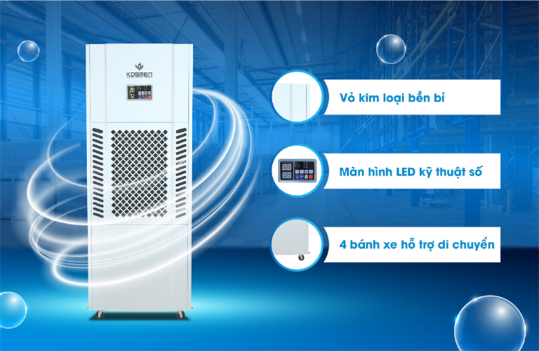 Máy hút ẩm công nghiệp Kosmen KM-180S - Thiết kế chắc chắn, phù hợp môi trường công nghiệp