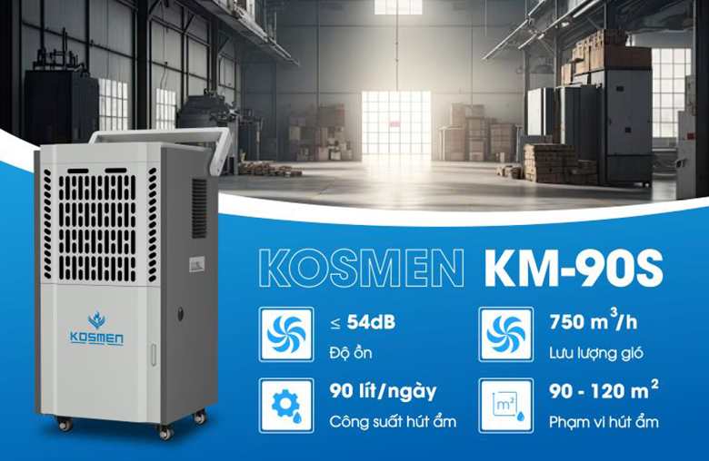 Máy hút ẩm Kosmen KM - 90S - Công suất mạnh mẽ, hút ẩm nhanh chóng