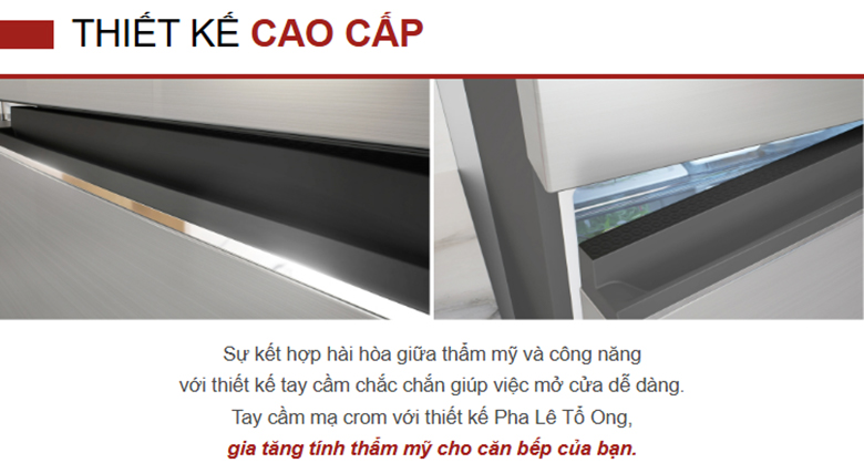 Tủ lạnh Hitachi Inverter 374 lít HRTN6408SUVN - Tay cầm mạ crom pha lê tổ ong